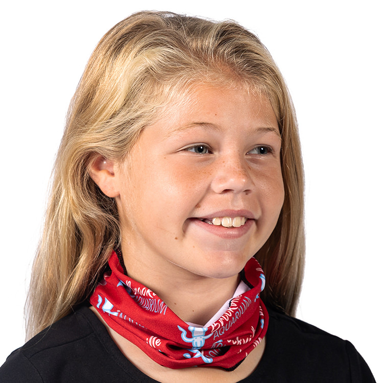 Poleyster microfiber antimicrobial youth neck gaiter.