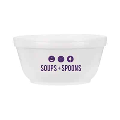 10 oz. squat foam sample bowl with custom imprint. 