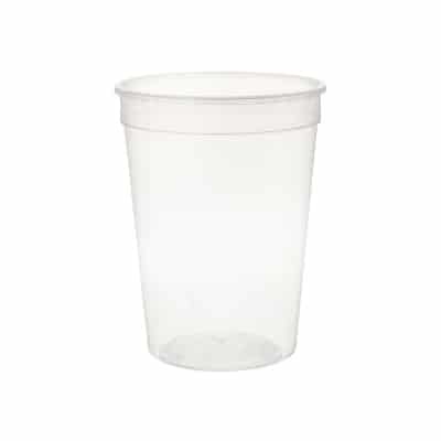 Plastic white stadium cup blank in 12 ounces.