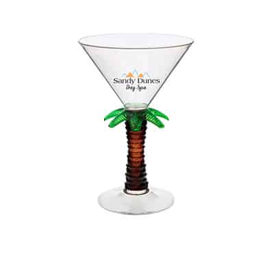 Acrylic palm tree martini glass with custom full-color logo in 7 ounces.