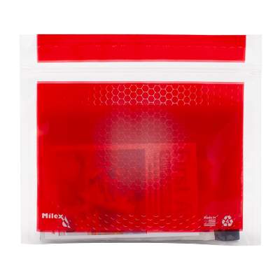 Red pet safety and first aid kit blank. 
