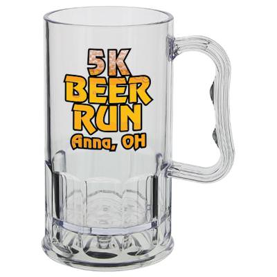 Acrylic clear beer glass with custom full-color logo in 11 ounces.