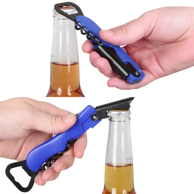 Plastic 4 in 1 metal bottle opener.