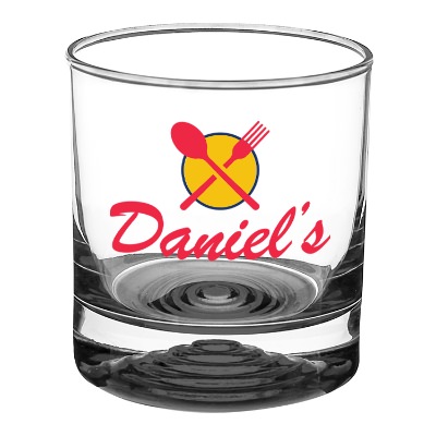 Black whiskey glass with full color logo.