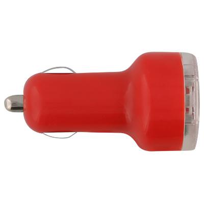 Blank red double USB car adapter.