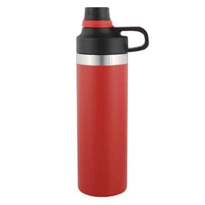 Stainless steel red water bottle blank in 18 ounces.