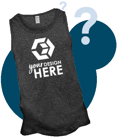 Charcoal custom printed tank tops with white imprint