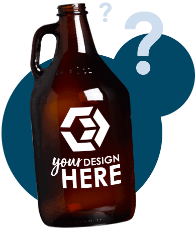 Amber brown growler with white imprint
