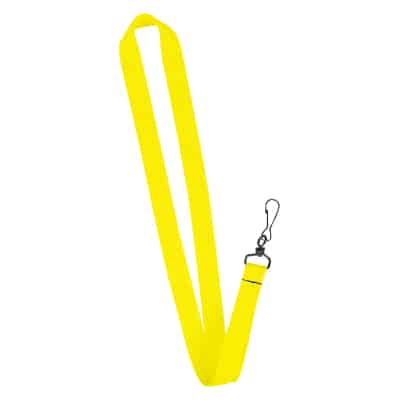 3/4 inch neon yellow grosgrain polyester custom lanyard with black j-hook.