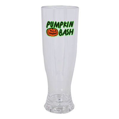 Acrylic clear beer glass with custom full-color logo in 22 ounces.
