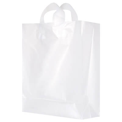 Plastic frosted clear foil stamped shopper bag blank.
