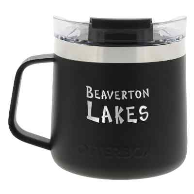 Otterbox black mug with custom logo.