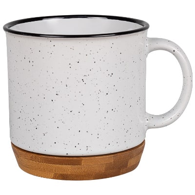 Ceramic white coffee mug with c-handle blank in 18 ounces.