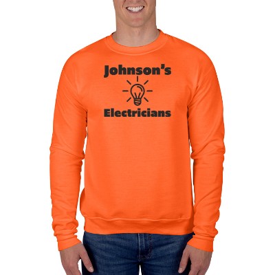 Custom safety orange crewneck sweatshirt.