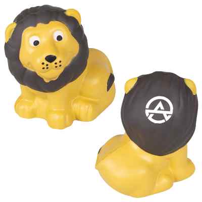 Foam happy lion stress ball with custom imprint.