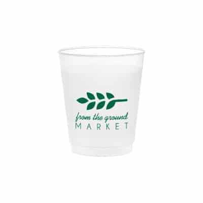 Durable plastic frosted plastic cup with custom logo in 5 ounces.