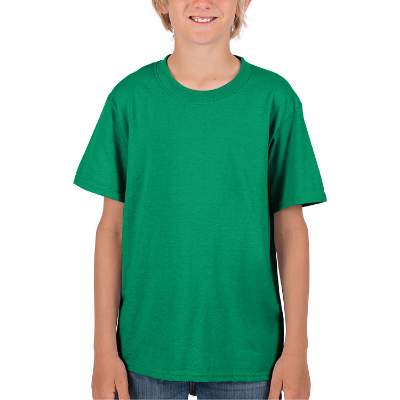 Green blank youth blank short sleeve shirt.