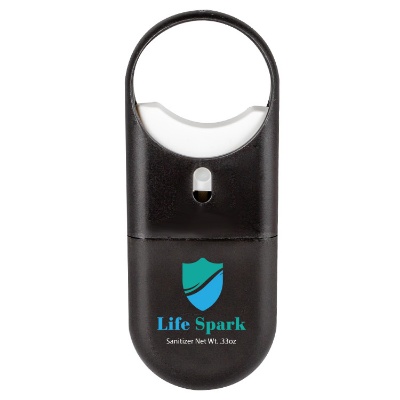 Plastic black unscented healthy hand sanitizer spray with custom full color logo.