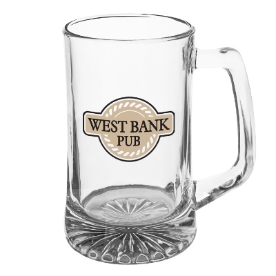 Clear beer mug with full color logo.
