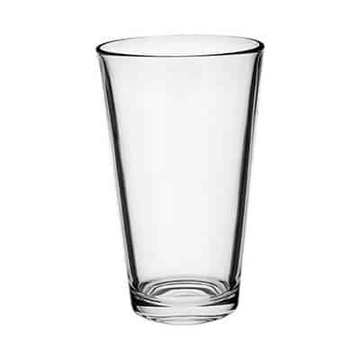Glass clear pint glass blank in 20 ounces.