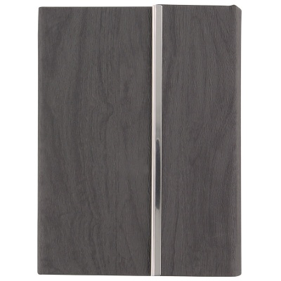 Polyurethane leather gray wooden look memo set blank.