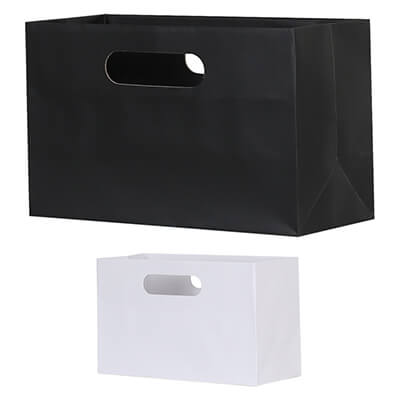 Paper black matte boutique shopper tote bag blank.