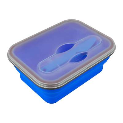 Blue collapse-n-silicone lunch container blank.