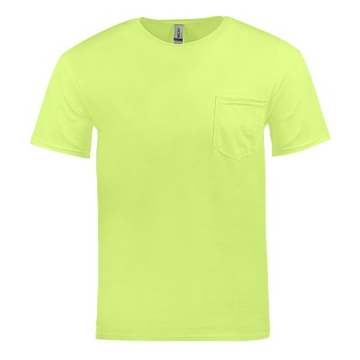 Blank safety green pocket tee.