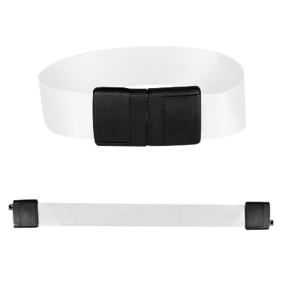 White elastic wristband with breakaway available in bulk.