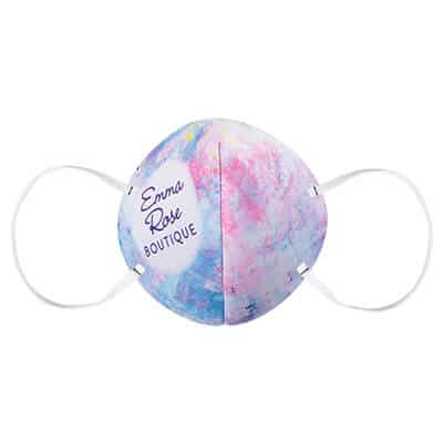 Foam watercolor print face mask with full-color imprint.