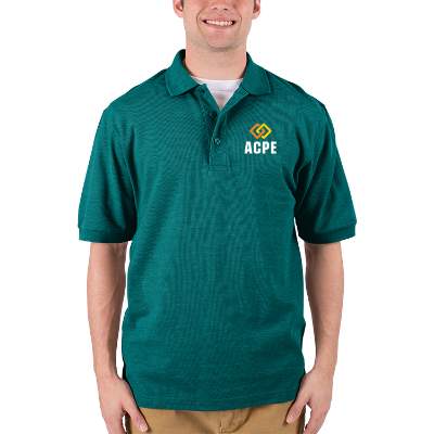 Teal customized polo full color shirt.