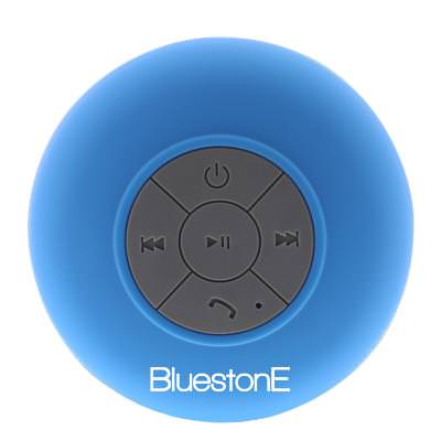 Plastic blue wireless speaker with your branded logo.