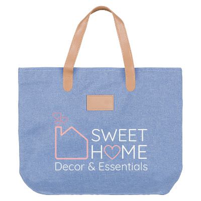 Polycanvas wine professional heathered tote with branded full color logo.