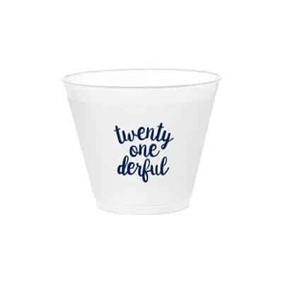 9 oz. customizable frosted plastic cup.