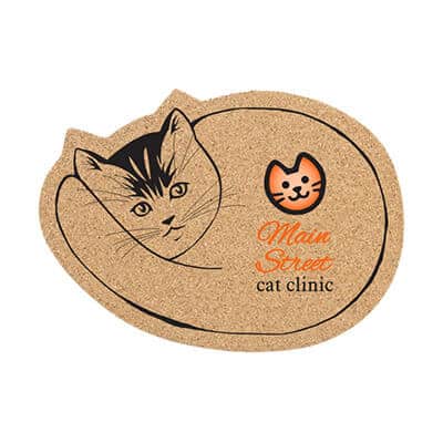 Cork large cat coaster with full color imprint.