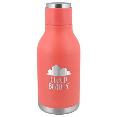 Stainless peach sports bottle with custom engraved imprint in 16 oz.