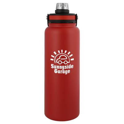 Red stainless bottle with custom imprint.