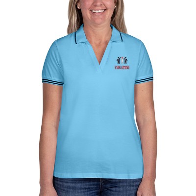 Customized blue ladies' embroidered deck polo