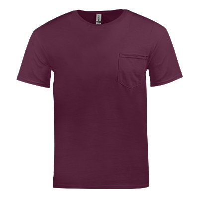 Blank maroon pocket t-shirt.