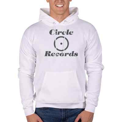 Personalized white hooded sweatshirt with logo.