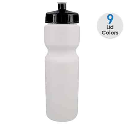 Plastic white water bottle blank and push pull lid in 28 ounces.