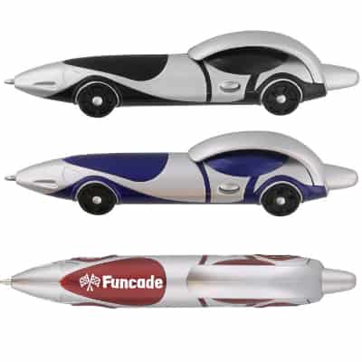 Plastic clicker race car pen.