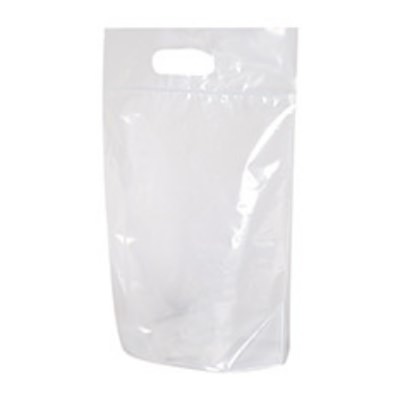 Plastic clear zipper die cut recyclable bag blank.