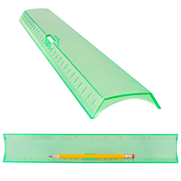 Plastic 12 inch translucent ruler.