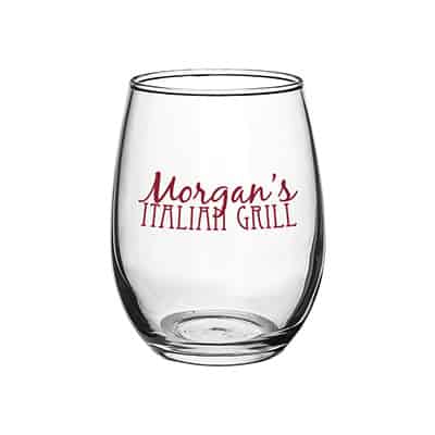Glass clear wine glass with custom imprint in 15 ounces.