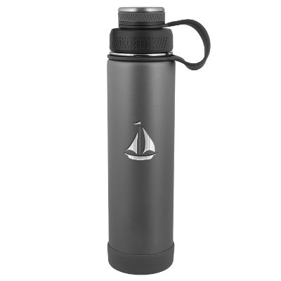 Stainless black bottle with engraved imprint.
