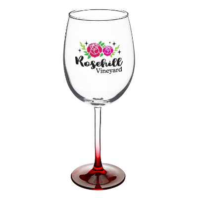 Red wine glass with full color logo.