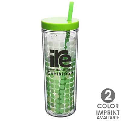 Plastic green color changing tumbler with custom imprint in 16 ounces.
