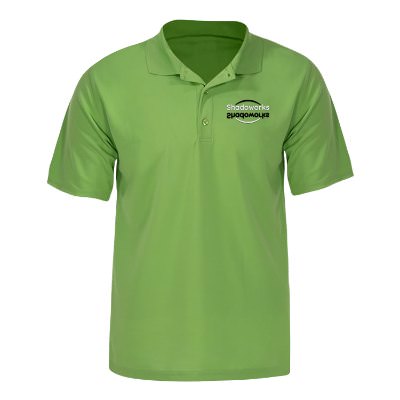 Light green polo with personalized embroidery.