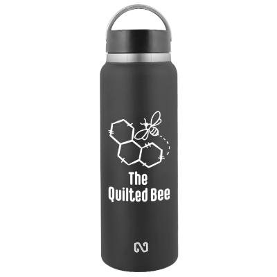Stainless steel black sports bottle with custom imprint in 40 oz.